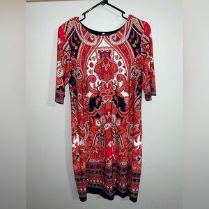 Dressbarn Signature Camryn Mandala Hearts Stretch Knit Midi Dress 12